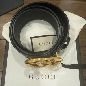 Gucci Marmont Wide Belt Size 85•34 with box and bag AUTHENTIC Gucci GG Marmont G Print WIDE Belt 85 34 Off White Leather  main image 3